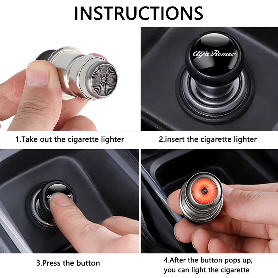 Automatischer Zigarettenanzünder in Silber für Alfa Romeo Modelle 156 159 Stelvio 147 166 GT Mito Brera Sportiva Tonale - Bild 1