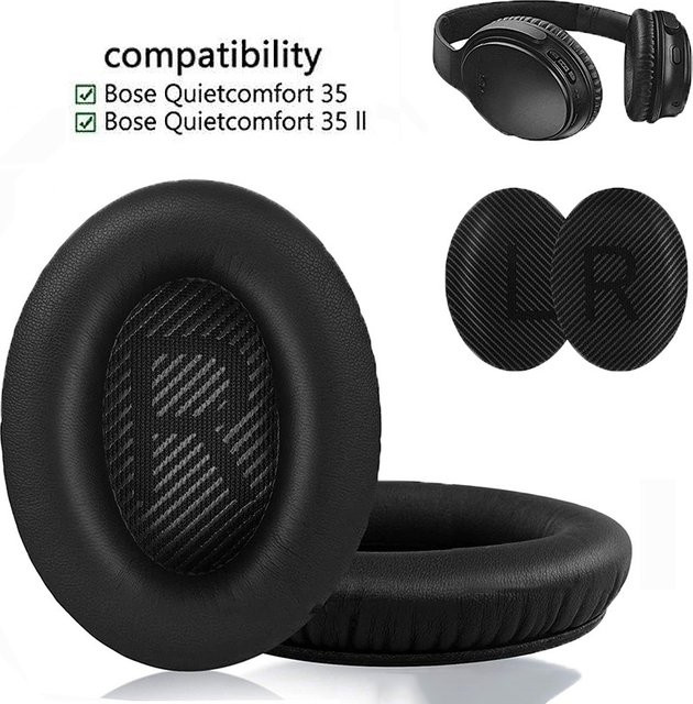 Ersatz Ohrpolster aus Protein Leder für Bose QC2 QC15 QC25 QC35 AE2 AE2i AE2w Kopfhörer in Schwarz - Bild 1
