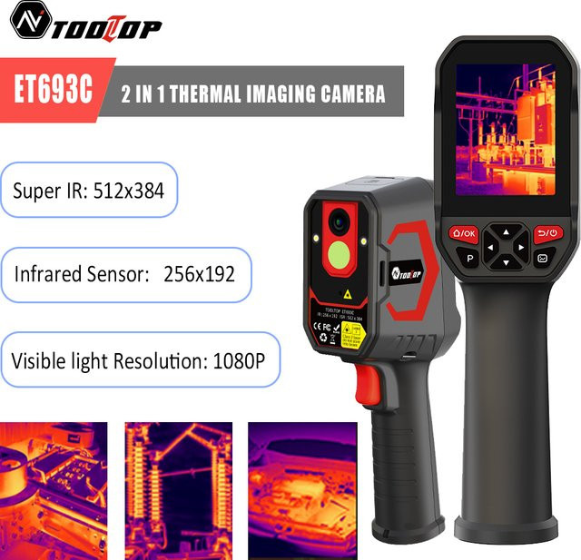 TOOLTOP ET693C Industrielle Wärmebildkamera in Schwarz für Foto- und Videoaufnahmen mit 1080P Sichtbarem Licht zur elektrischen Inspektion - Bild 1