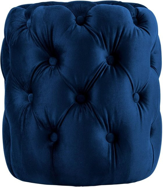 DELUKE Sitzhocker BADOR Polsterhocker aus Samt in Blau, H x B x T: 46 x 42 x 42 cm - Bild 1