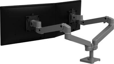 Ergotron LX Pro Dual Monitorarm für zwei Displays bis 27 Zoll, höhenverstellbar und drehbar, Tischhalterung mit VESA, Dunkelgrau - Bild 1