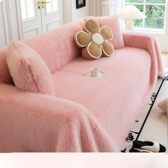 Warmer Nerz Samt Sofa Überwurf in Pink, B/B: 180 x 130 cm - Bild 1
