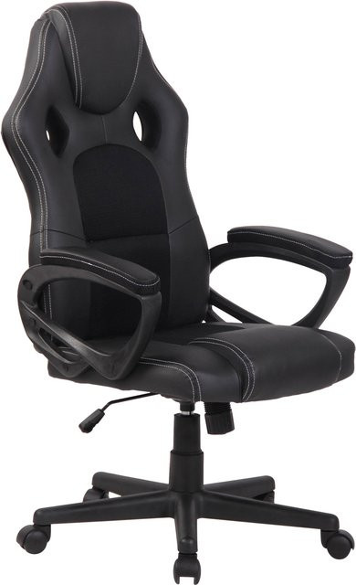 TPFLiving Racing Bürostuhl First Gaming Chair in Schwarz mit Kunstleder und Armlehnen, B/T/H: 66 x 62 x 120 cm - Bild 1