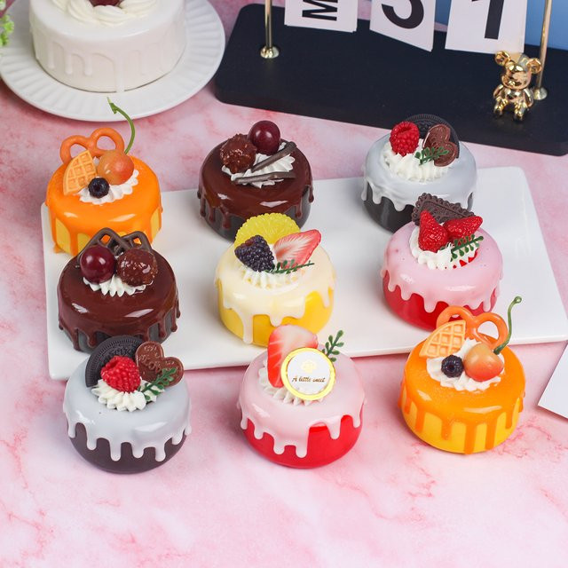 Künstliches Kuchen-Modell zur Dekoration für Hochzeit und Party, runder Simulationskuchen aus Kunststoff, QTG009 - Bild 1