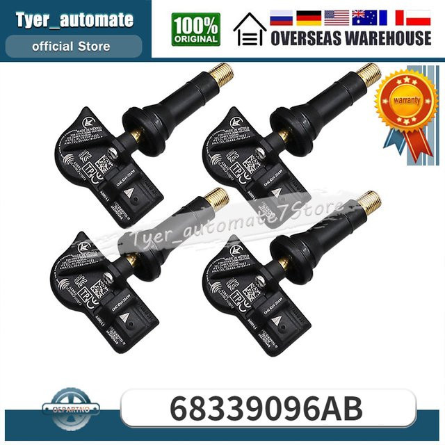 4er-Set GANGLE Reifendrucküberwachungssensor für Jeep Grand Cherokee 2021–2022, Jeep Grand Wagoneer 2022 und Jeep Wrangler 2021–2022, Farbe: Schwarz, Teilenummer 68339096 AB - Bild 1