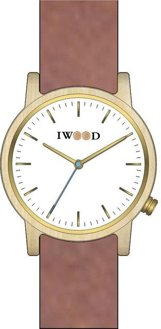 Iwood Herrenuhr, Quarz, Holz, 40 mm, Leder, Weiß - Bild 1