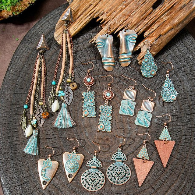 Lucky Star Jewelry Hängeohrringe, Messing, Bunt, Damen, Vintage - Bild 1