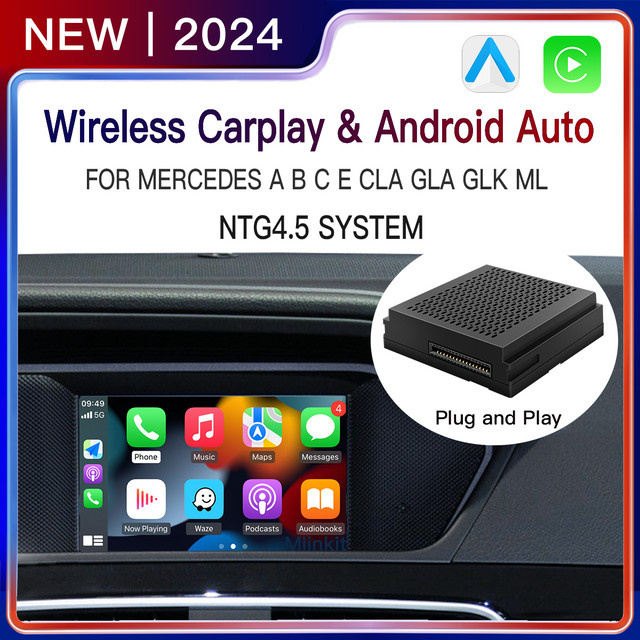 Mlinkit Wireless CarPlay und Android Auto Decoder Kit für Mercedes NTG4.5 Becker W177 Benz W204 in Schwarz - Bild 1