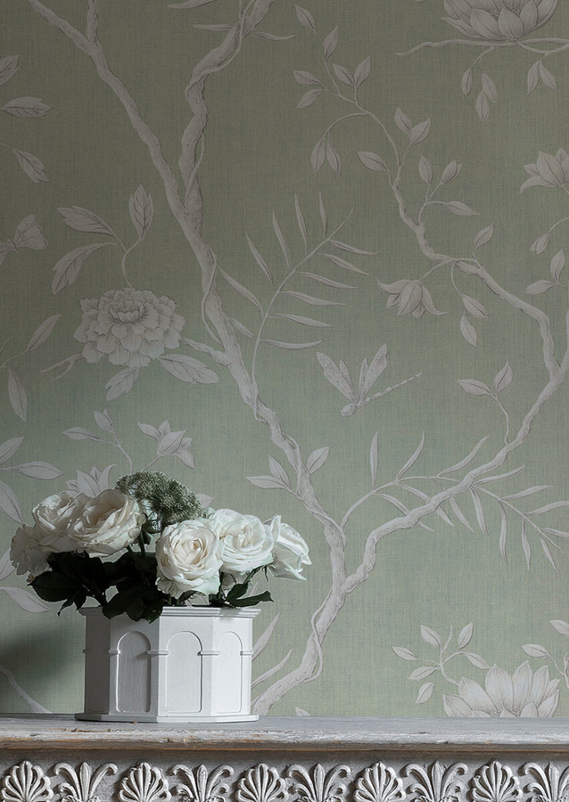 Lewis & Wood Tapete Jasper Peony in Eau de Nil mit floralem Design und botanischen Motiven - Bild 1