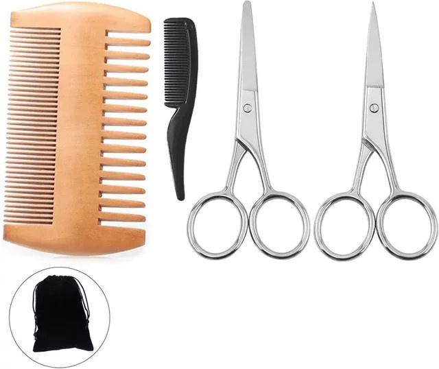 LANSSAL Bartschneidescheren-Set für Herren, 4-teilig mit Aufbewahrungstasche - Bild 1