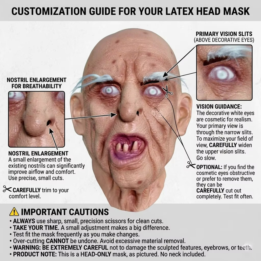 patygr Horror-Maske eines alten Mannes, Latex, Halloween, Unisex - Bild 5