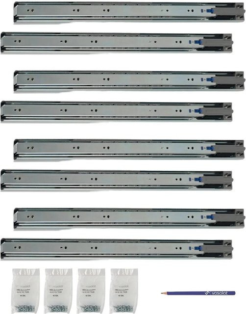 vasalat Kugelauszug Softclose Vollauszug mit Dämpfung, Farbe: Silber, 4 Paar - Bild 1