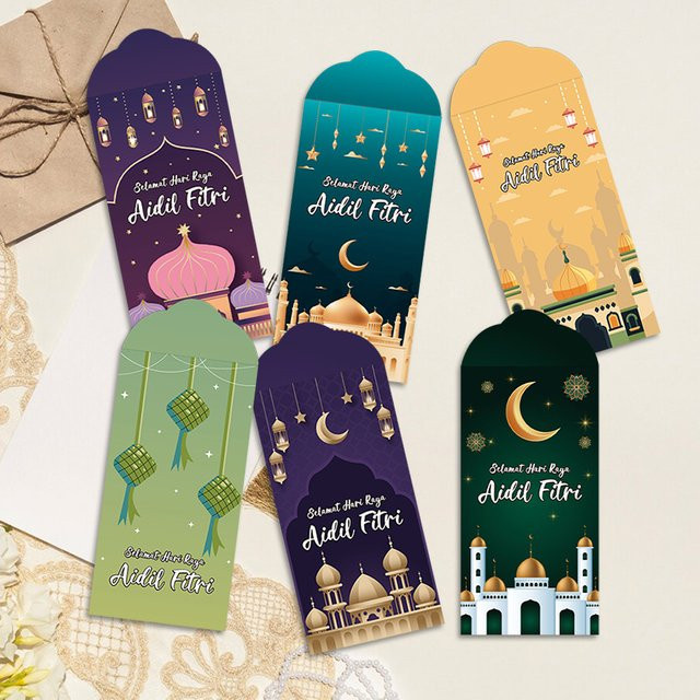 Eid Mubarak Umschläge mit islamischen Mustern für Geldgeschenke und Grußkarten, Mehrfarbig - Bild 1