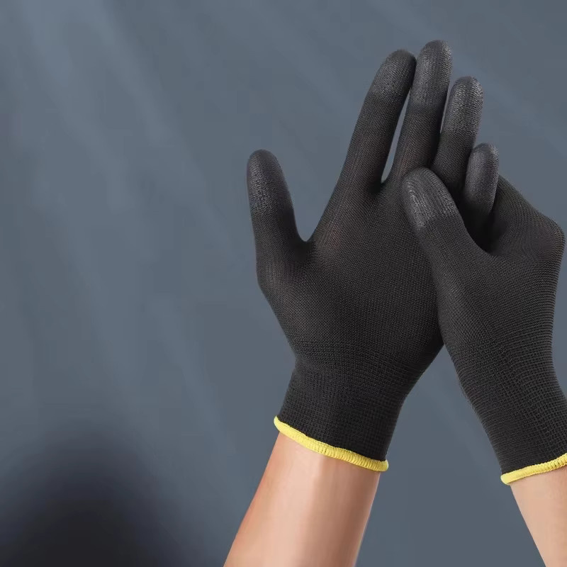 ELESESAFE Arbeitsschutzhandschuhe aus Nylon-Strick mit PU-Beschichtung in Schwarz, 6/12 Paar - Bild 2