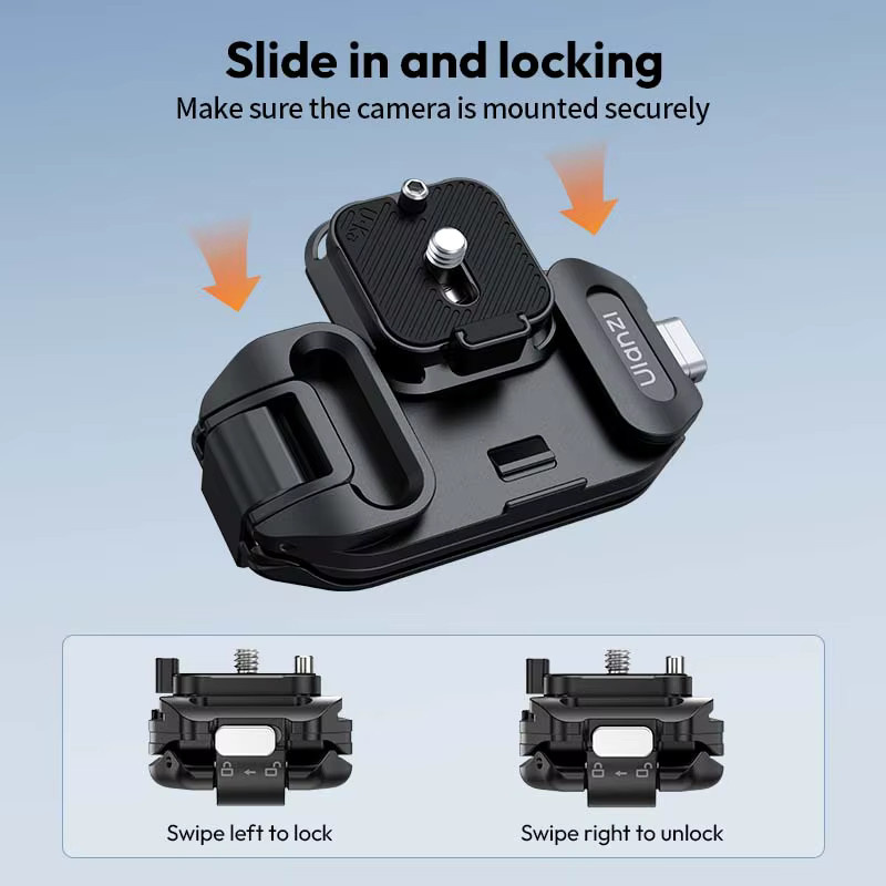 Ulanzi UKA07 Rucksack Kamera Clip Halterung Kit mit Quick Release Platte für Arca Swiss F38, Schwarz - Bild 4