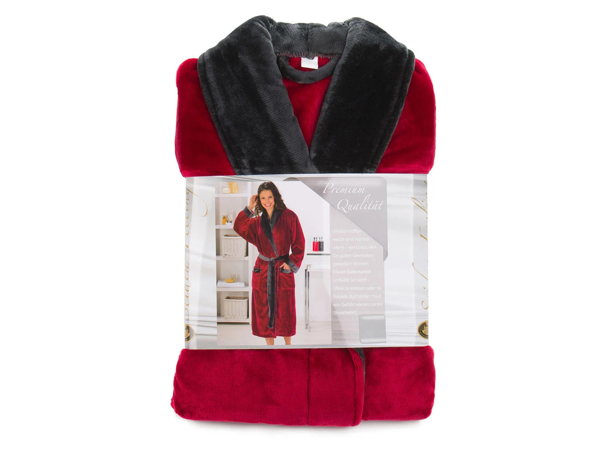 GÖZZE Bademantel Seiden-Feeling unisex in Rot, Größe S - Bild 2