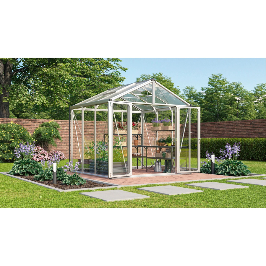 Vitavia Gewächshaus Zeus Comfort 6200 mit Satteldach aus Aluminium und Polycarbonat in Silber/Schwarz, 6,2 m² - Bild 4
