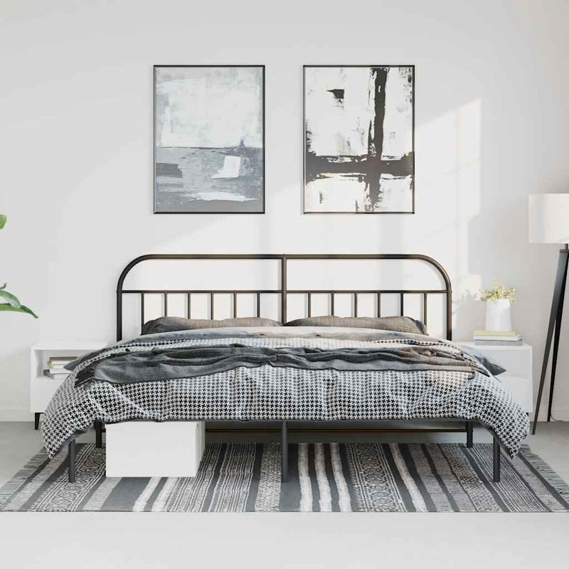 Vidaxl Metall-Bettgestell mit Kopfteil in Schwarz, Modernes Design, B/T: 193 x 203 cm - Bild 3