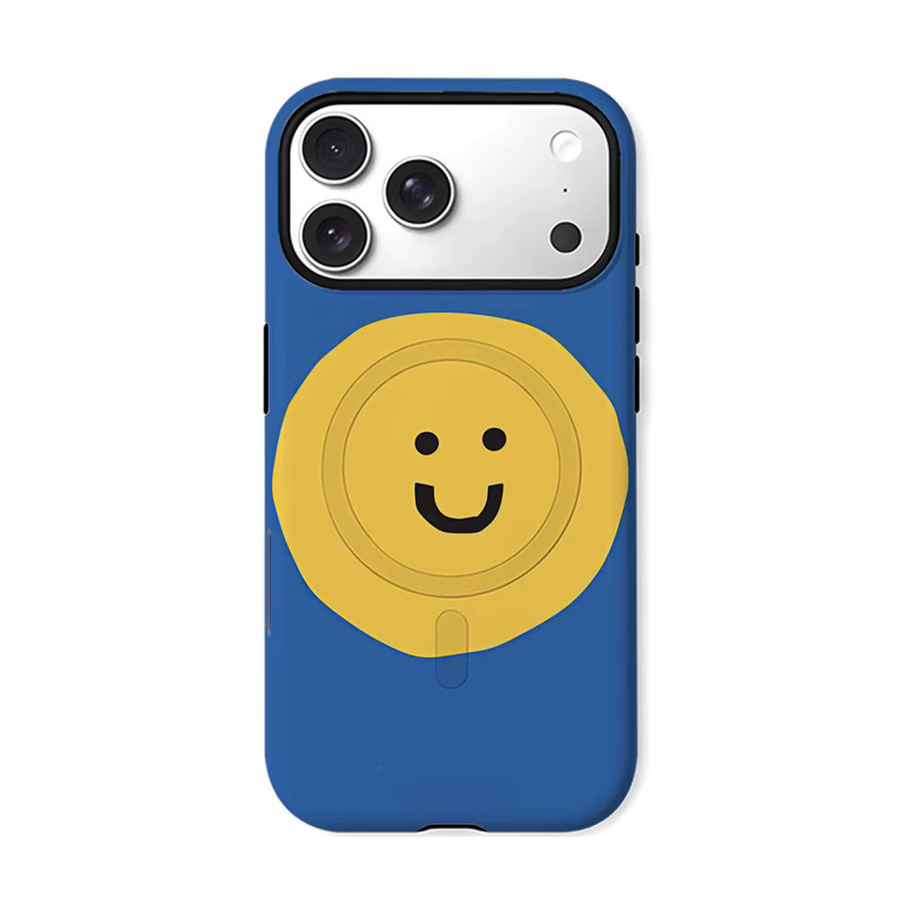 Aurbe Matte 2-in-1 MagSafe Hülle mit Smiley-Design für iPhone 17 16 15 14 Plus Pro Max, Stoßfeste Hartschale, Blau - Bild 7