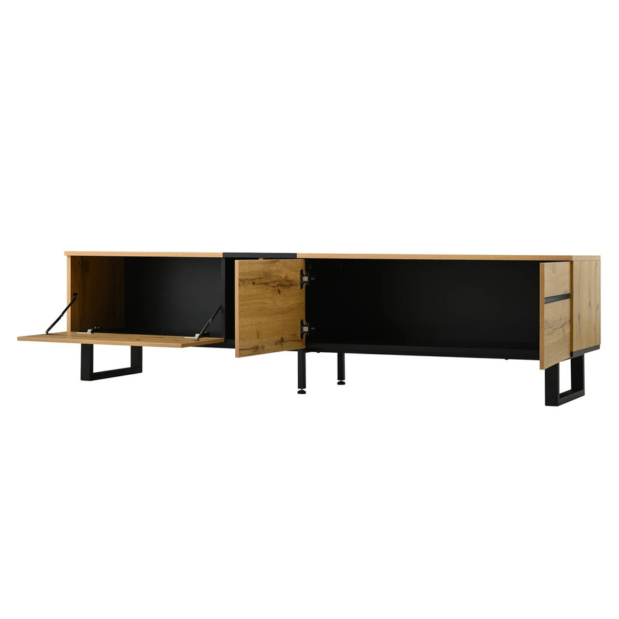 okwish TV-Ständer mit Klappfach und Fächern für dein Wohnzimmer in Natur, B/T/H: 180 x 38 x 45 cm - Bild 2