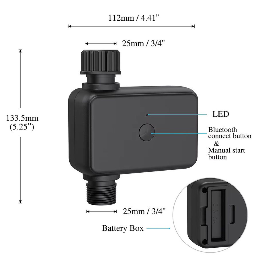Smart Leben Automatischer Wasser Timer für Sprinkler Systeme mit WiFi und Bluetooth, Schwarz - Bild 2