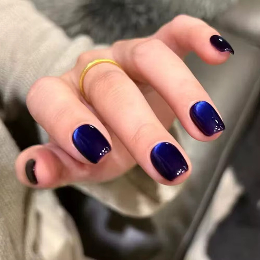 MAFANAILS Cat-Eye-Gel-Kunstnägel, tiefblau, glänzend, 30 Stück - Bild 3