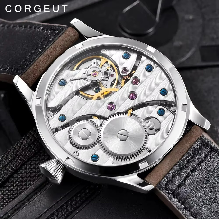 Corgeut Armbanduhr, Handaufzug, Leder, 44 mm, Herren, Schwarz - Bild 3