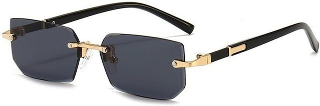 Sonnenbrille, randlos, rechteckig, Metall, Schwarz, Unisex - Bild 1