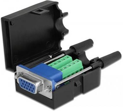 Delock VGA Adapter mit 1x D-SUB-Buchse 15pol. zu 1x Buchse in Schwarz und Blau - Bild 1