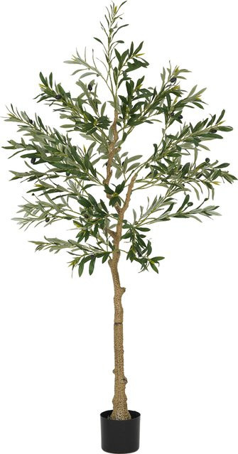 HOMCOM Künstlicher Olivenbaum in Grün mit Topf und Zement, Höhe: 150 cm - Bild 1