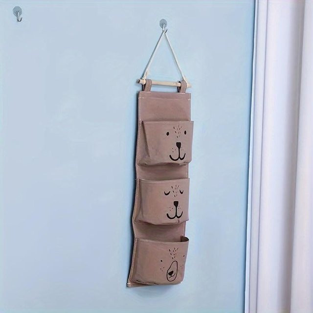 Mango Event Wandorganizer mit Tierdesign und 3 Taschen in Beige aus Stoff, B/T/H: 60,0 x 20,0 x 0 cm - Bild 1