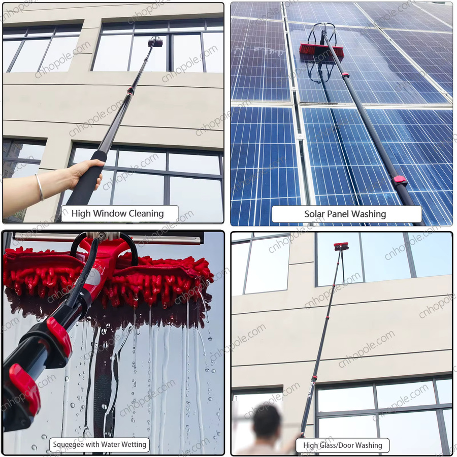 CNHOPOLE Wasserbetriebenes Teleskop-Fensterreinigungssystem mit Solarpanel, Abzieher und Schrubber-Set inklusive Mikrofasern - Bild 5