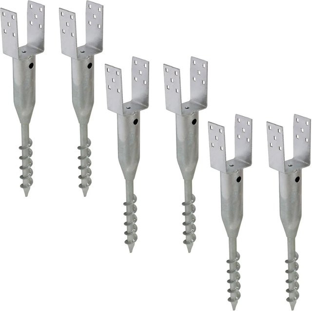 TRUTZHOLM 6er Set U-Profil Bodenhülse zum Einschrauben, Farbe Silber, B/T/H: 9 x 9 x 68,5 cm - Bild 1