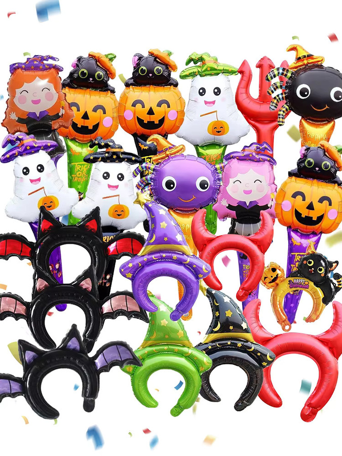 XQYY Halloween Mylar Luftballons mit Hexenhüten für deine Gruselige Party und Cosplay Dekoration, Mehrfarbig - Bild 5