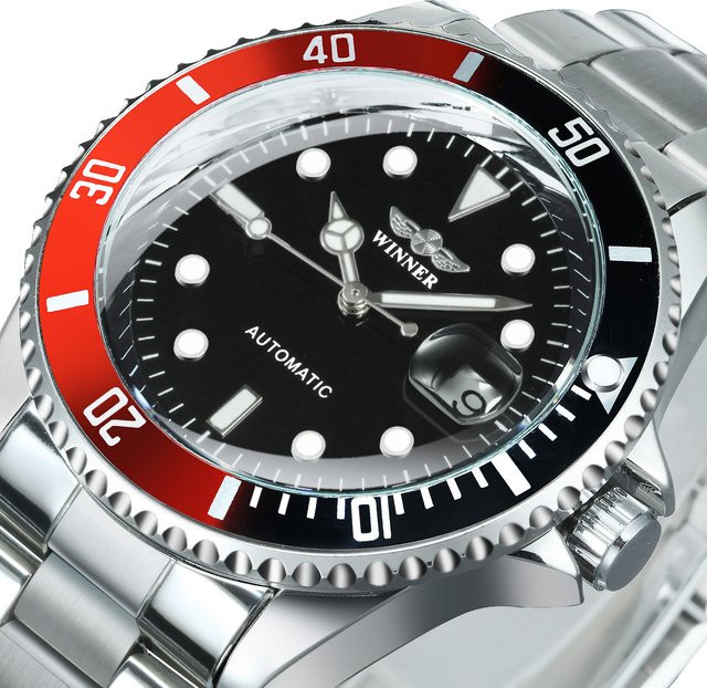 WINNER Automatik-Armbanduhr, Edelstahl, Schwarz, Herren - Bild 1