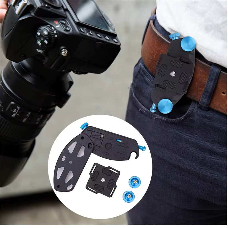 SZKOSTON Kamera Gürtelclip mit Quick Release Schnalle und Anti-Shake Funktion in Schwarz für Rucksack und Schultergurte - Bild 5