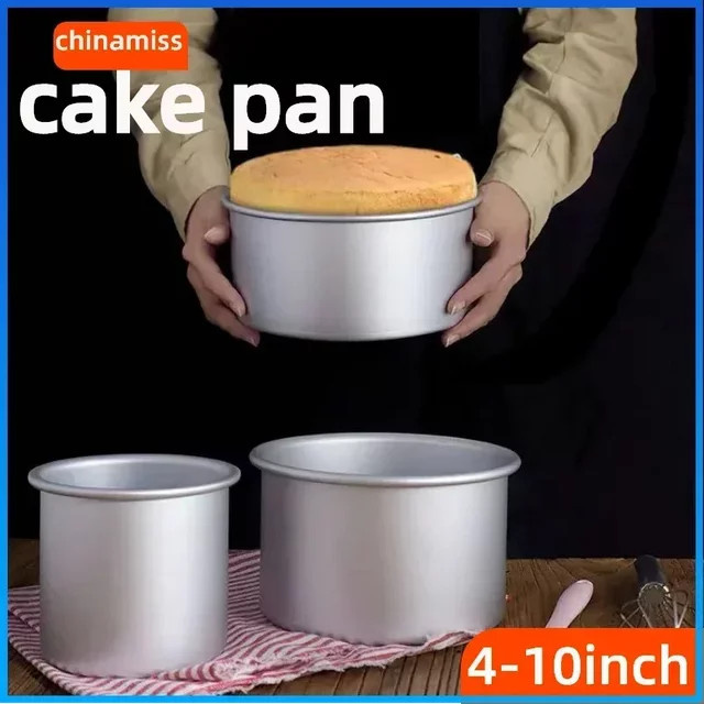 Runde Kuchenbackform aus Aluminium mit festem Boden in Silber für DIY-Backprojekte - Bild 1