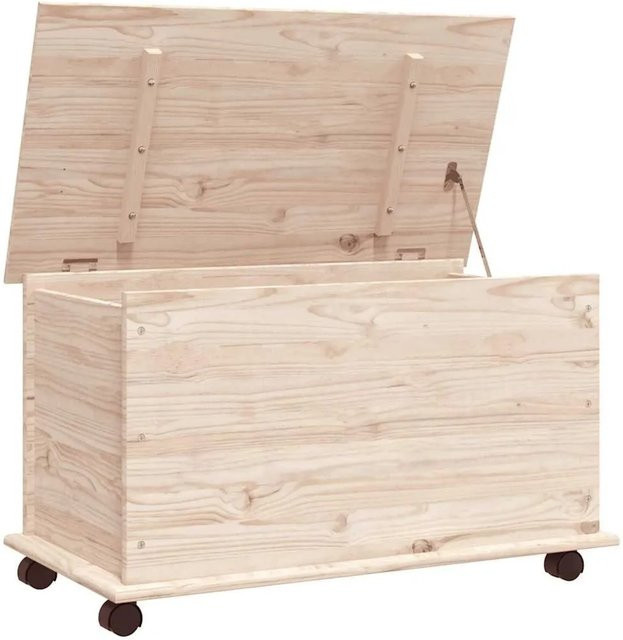vidaXL Truhe ALTA aus Kiefernholz mit Rollen in Natur und rustikaler Optik, B/T/H: 73 x 39,5 x 43 cm - Bild 1