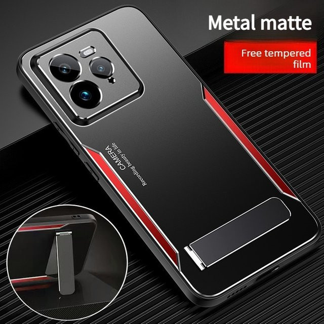 Realme Schutzhülle für GT 7, GT 7 Pro und GT 7T mit mattierter Oberfläche, Wärmeableitung und Metallhalterung in Schwarz oder Gold - Bild 1