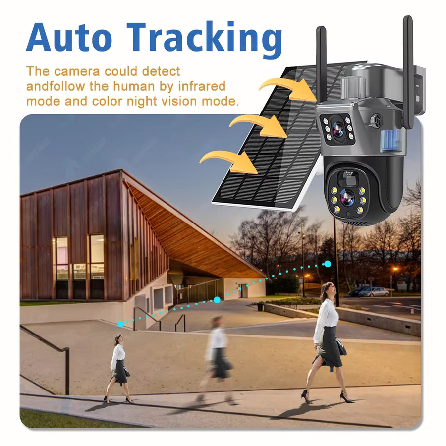 EseeClou Solar WIFI Dual Objektiv 4K 8MP PTZ Überwachungskamera mit Nachtsicht und Personenerkennung - Bild 3