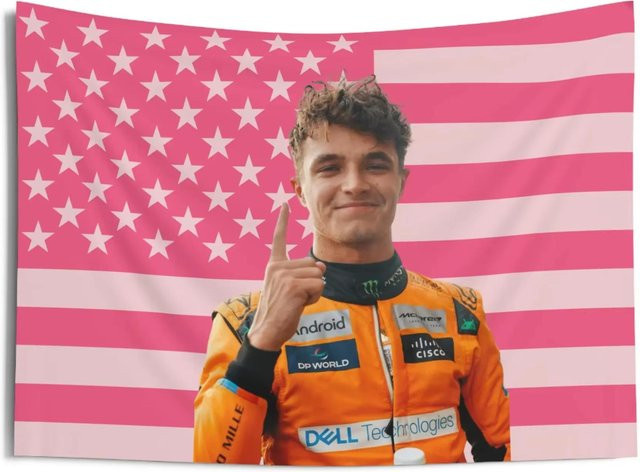 FableNook Wandteppich Lando Norris Pink Amerikanische Flagge Design, Breite: 100 cm, Höhe: 70 cm - Bild 1