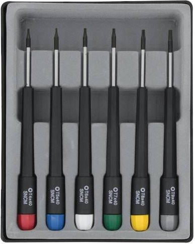 Donau Elektronik 6-teiliges Schraubendreher-Set für Elektronik- und Feinmechanik mit Innen-Sechsrund TX in Schwarz und Multicolour - Bild 1