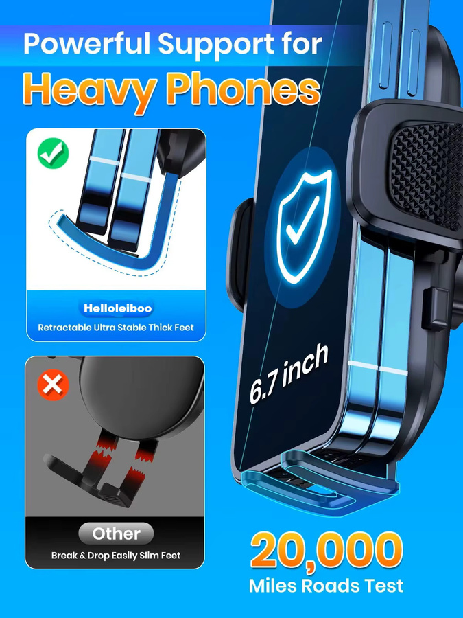 HELLOLEIBOO Auto-Handyhalterung mit Schwerkraftbefestigung für iPhone, Xiaomi und Samsung, Schwarz, für Armaturenbrett, Windschutzscheibe und Lüftungsschlitze - Bild 4