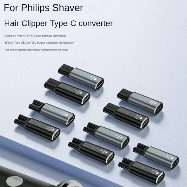 Philips HQ8505 Typ-C Ladekonverter für OneBlade Pro QP6520 QP6530 QP6510 Bartschneider, Grau - Bild 1