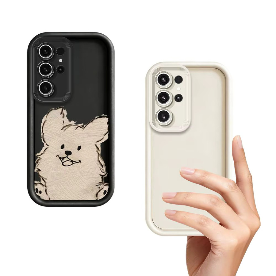 Silikon Handyhülle mit Hundemuster für Samsung Galaxy S26 Ultra S25 S24 S23 Ultra Plus S22 S21 S20 Note 20 Ultra in Schwarz - Bild 2