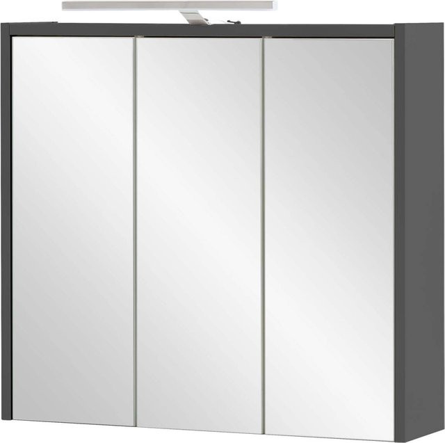 Spiegelschrank Flag Möbelpartner in Anthrazit mit LED-Beleuchtung und Steckdose, B/H/T: 65 x 64 x 16 cm - Bild 1