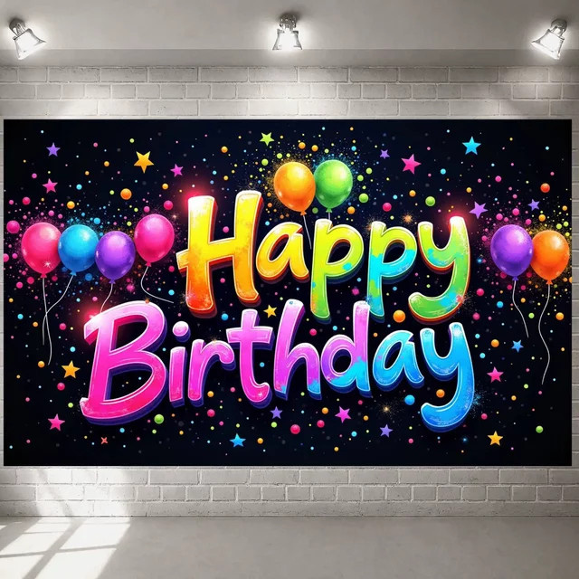 OURFETE Happy Birthday Banner und Ballon-Dekoration in Bunt für deine Geburtstagsfeier - Bild 1