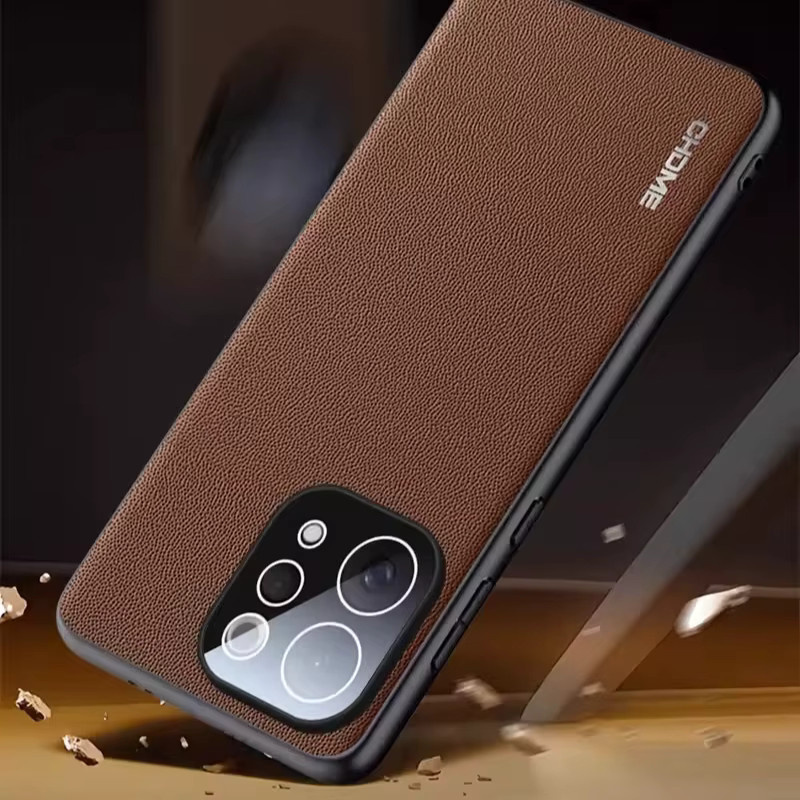 Business Retro Nappa-Leder Handyhülle für Vivo V70 X300 Ultra FE X300 Pro X200 Pro Mini IQOO 15 Ultra mit Objektivschutzfolie in Rot und Braun - Bild 1