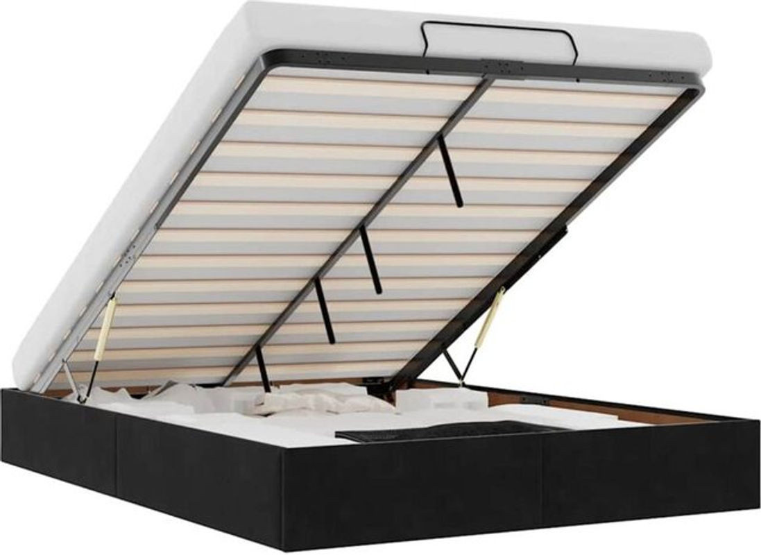 Vidaxl Ottoman Polsterbett aus Samt in Schwarz, B/T/H: 140 x 200 x 23,5 cm, ohne Matratze - Bild 1