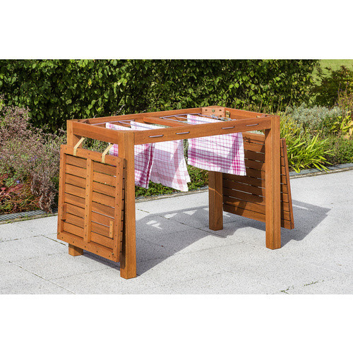 Merxx Gartentisch aus Eukalyptusholz mit abklappbarer Tischplatte, beige, B/T/H: 100 x 60 x 75 cm - Bild 3